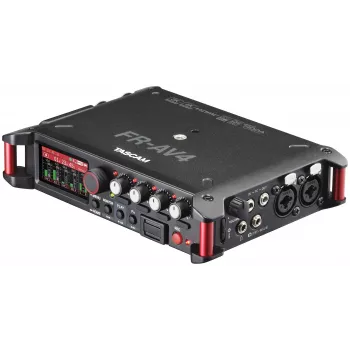 Prenosný audiorekordér Tascam FR-AV4 — 6-kanálový, 4 XLR kombi + 2x 3,5 mm, 24/32-bit, 48/96/192 kHz, microSD do 512 GB, USB-C, PD