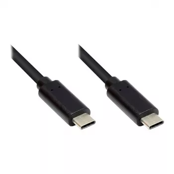 Nabíjací a dátový kábel USB 3.1 (Gen.1), USB-C™ konektor samec obojstranný, CU, čierny, 0,2 m, Good Connections® (GC-M0111)