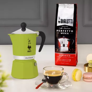 Bialetti Rainbow moka kanvica čierna, zelená