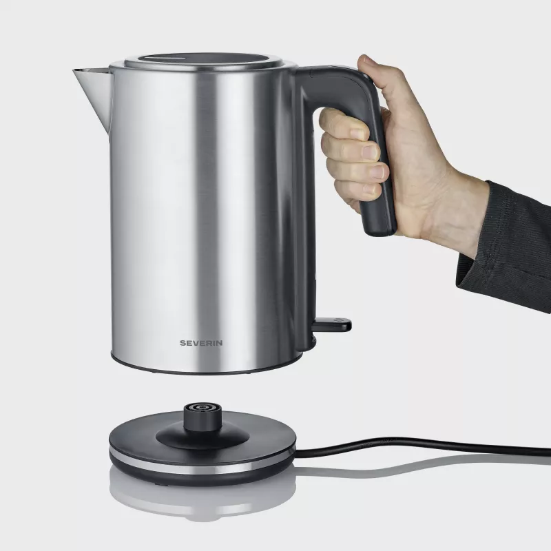 Rýchlovarná kanvica SEVERIN WK 3449 — 1,7 l, 2400 W, nerez/plast, čierno-strieborná