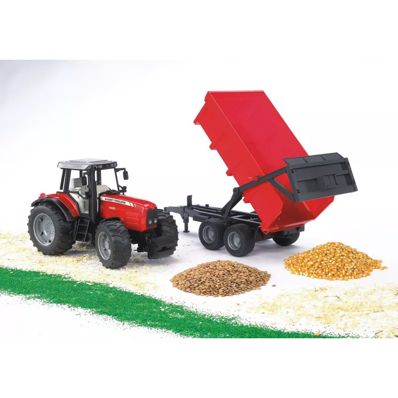 Model traktora BRUDER Massey Ferguson 7480 s vyklápacím prívesom