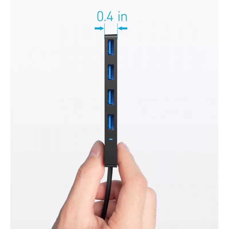 USB hub Anker Ultra tenký A8309G11 — USB Type-C host, 3× USB 3.2 Gen 1 Type-A, kompaktný 103×30×10 mm, čierny