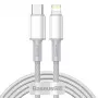 USB-C na Lightning Baseus High Density pletený kábel, 20W, PD, 2m (biela)