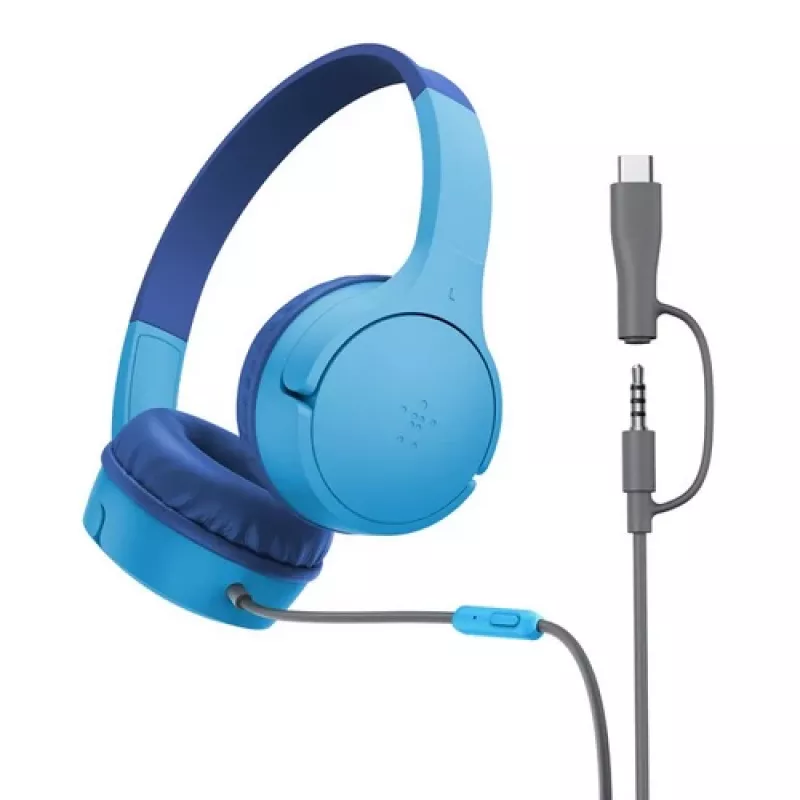 On-Ear slúchadlá Belkin SoundForm Mini káblové 3,5 mm USB-C modré