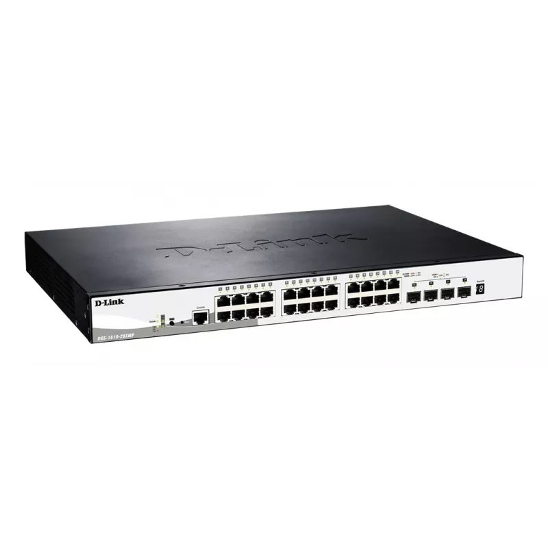 D-Link DGS-1510-28XMP Managed L2/L3 Gigabit Ethernet (10/100/1000) Power over Ethernet (PoE) čierna, sivá