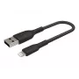 Kábel pletený USB-Lightning 15 cm čierny
