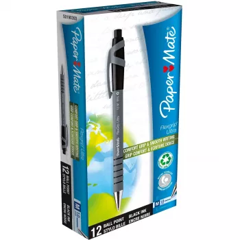 Paper Mate Flexgrip Ultra - klip - zasúvacia guľôčková ceruzka s klipom - čierna - 12 ks - stredná