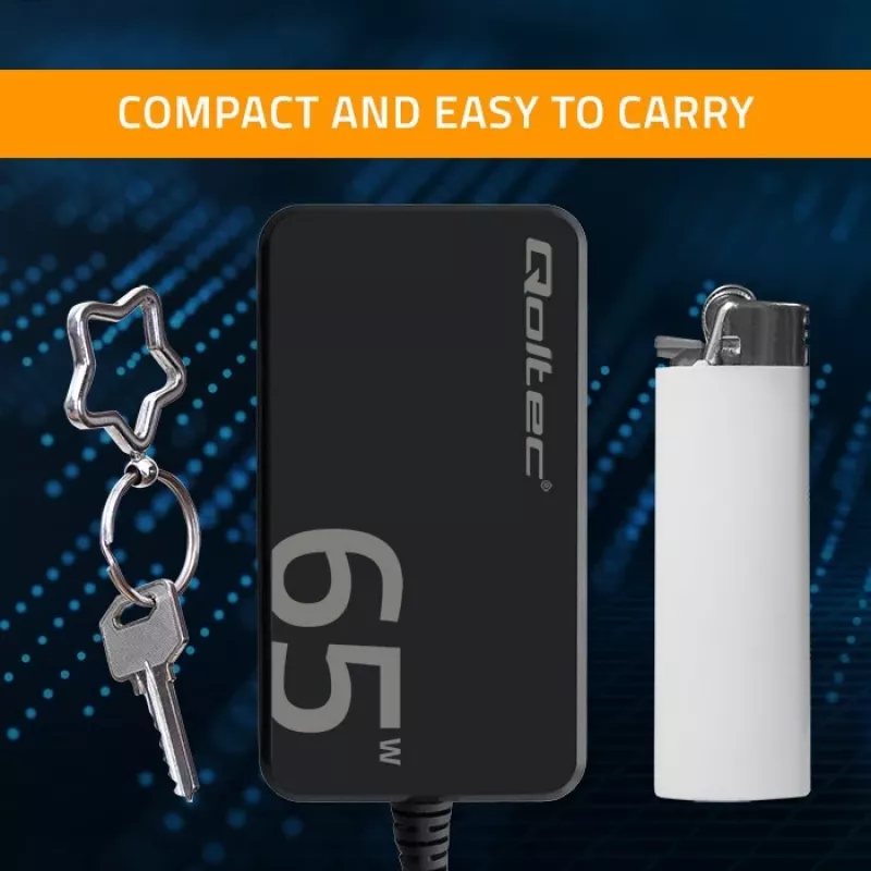 QOLTEC nabíjačka 65W GaN Super Fast štíhla PD 5-20V 3,25A USB-C
