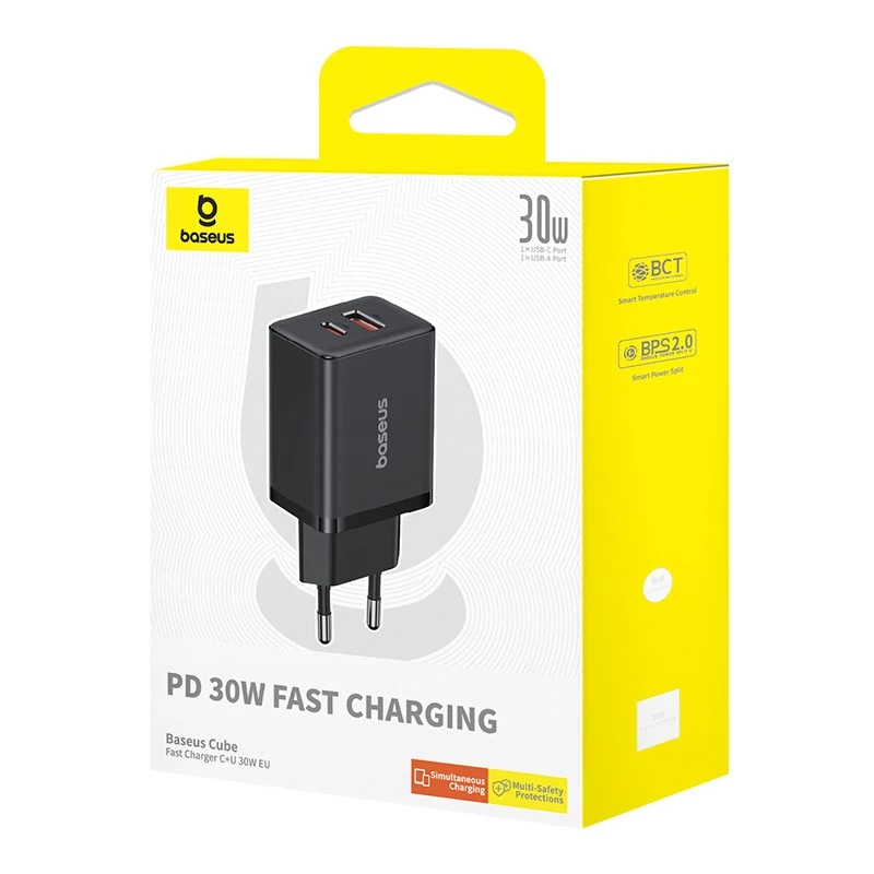 Baseus P10111404113-00 Cube USB-C / USB-A 30W napájací zdroj čierna