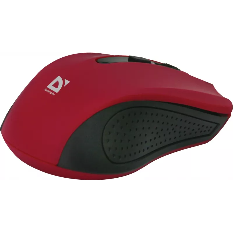 Bezdrôtová optická myš DEFENDER MM-935 RF – obojručná, 1600 DPI, červená, RF-USB prijímač, batérie AAA