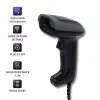 Ručný čítač čiarových kódov QOLTEC 50863 — 1D/2D skener, USB káblový, LED senzor, čierny, 5V, 1,8 m kábel