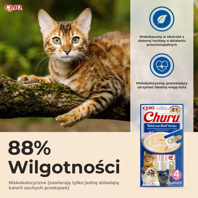 INABA Churu tuniak s hovädzím mäsom recept - mačacie maškrty - 4x14 g