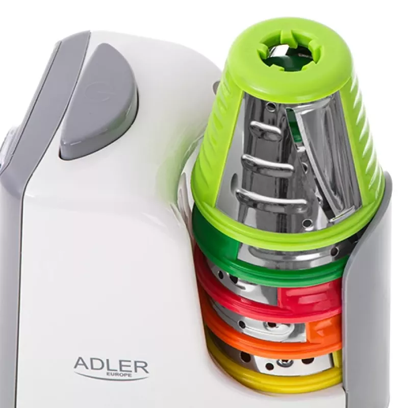 Krájač zeleniny Adler AD 4815, 150 W, 5 nástavcov, ABS puzdro, biela/sivá