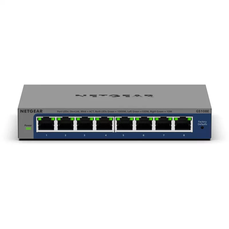 NETGEAR GS108Ev4 neupravovateľný L2/L3 Gigabit Ethernet (10/100/1000) sivý