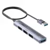 USB hub Unitek H1208CGY01 — 4-portový USB 3.0 (5 Gbit/s), spätne kompatibilný s USB 2.0, hliník