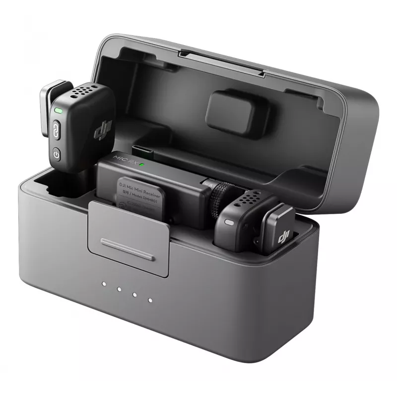 DJI Mic Mini (2 TX + 1 RX + nabíjacie puzdro) bezdrôtová mikrofónová sada - tmavosivá