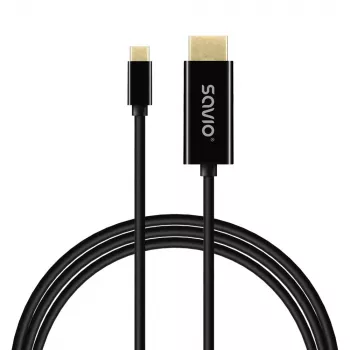 USB-C kábel SAVIO CL-191 2 m — USB-C na USB-C, konektor samec na konektor samec, čierna, plastový plášť, medený vodič