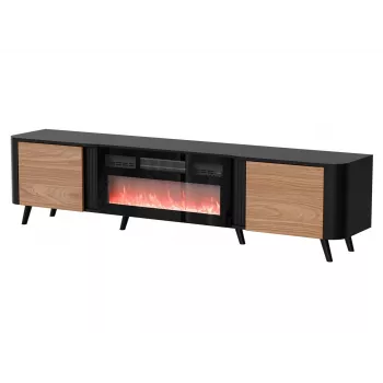 TV skrinka Cama Meble Volare 200 x 39 x 49 cm čierna/orech s krbom