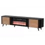TV skrinka Cama Meble Volare 200 x 39 x 49 cm čierna/orech s krbom