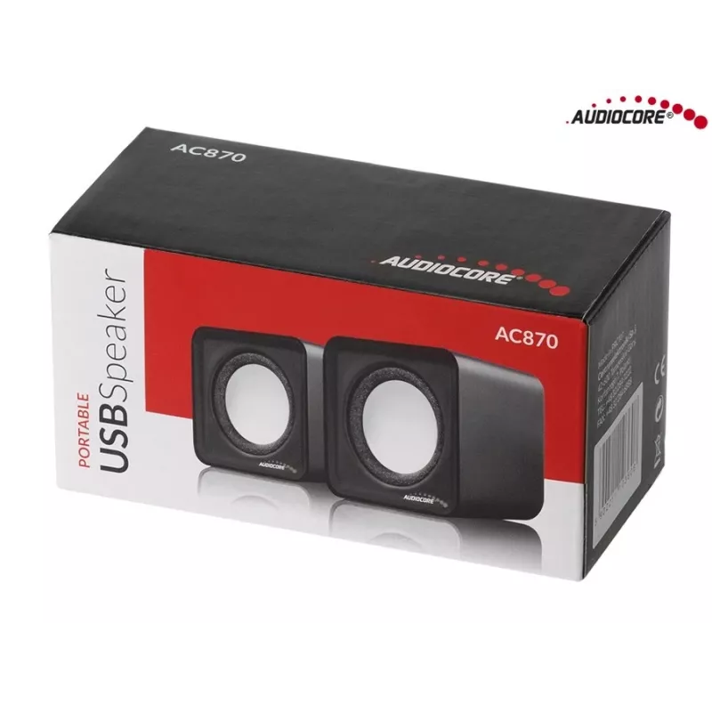 2-pásmový PC reproduktor Audiocore AC870 B — 3 W RMS, káblové USB napájanie, 3,5 mm vstup, 2.0 kanály