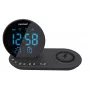 FM PLL rádiobudík/ALARM/USB/CR85BK NABÍJANIE/bezdrôtové nabíjanie/interiér/exteriér teplota/čierna