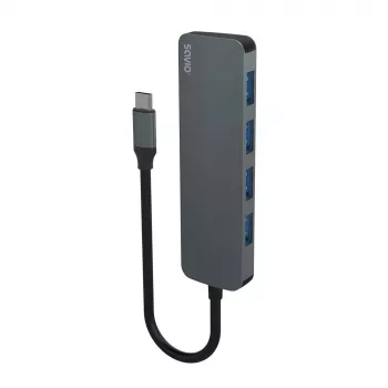 USB hub SAVIO AK-54 — 4 x USB-A (USB 3.2 Gen 1), USB-C host, čierny