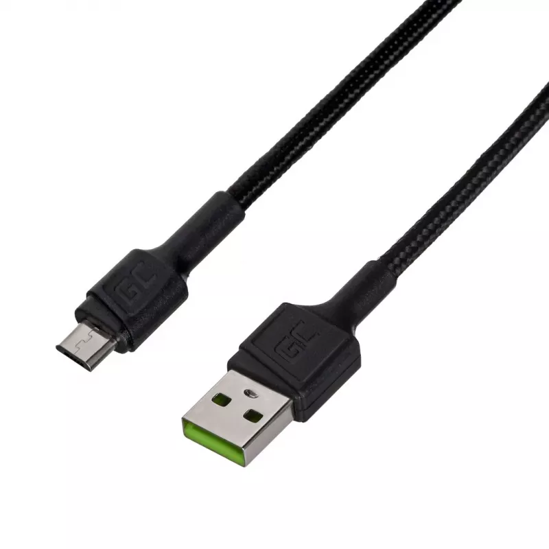USB 2.0 kábel Green Cell KABGC23, USB A na Micro-USB B, 0,3 m, čierny