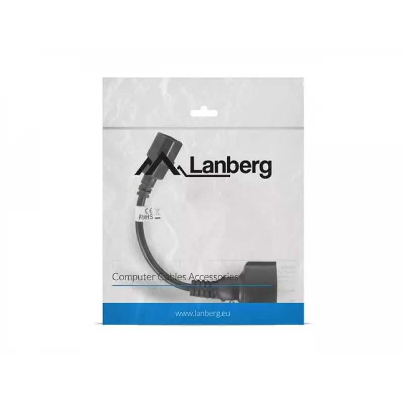 Lanberg CA-C14E-10CC-0018-BK napájací kábel čierny 0,18 m C14 konektor samica (CA-C14E-10CC-0018-BK)