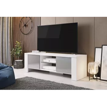 Cama TV stojan WEST 42/130/42 biela/sivá lesklá