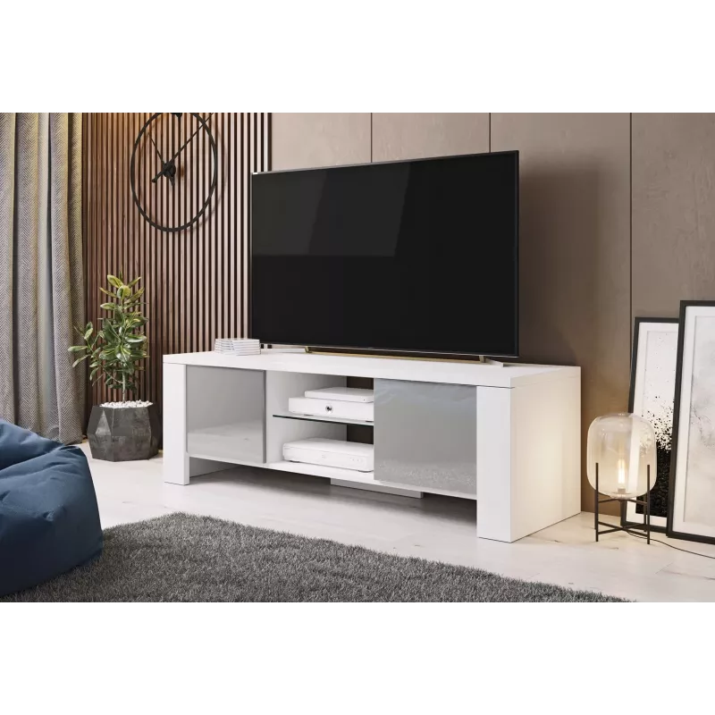 Cama TV stojan WEST 42/130/42 biely/sivý lesklý