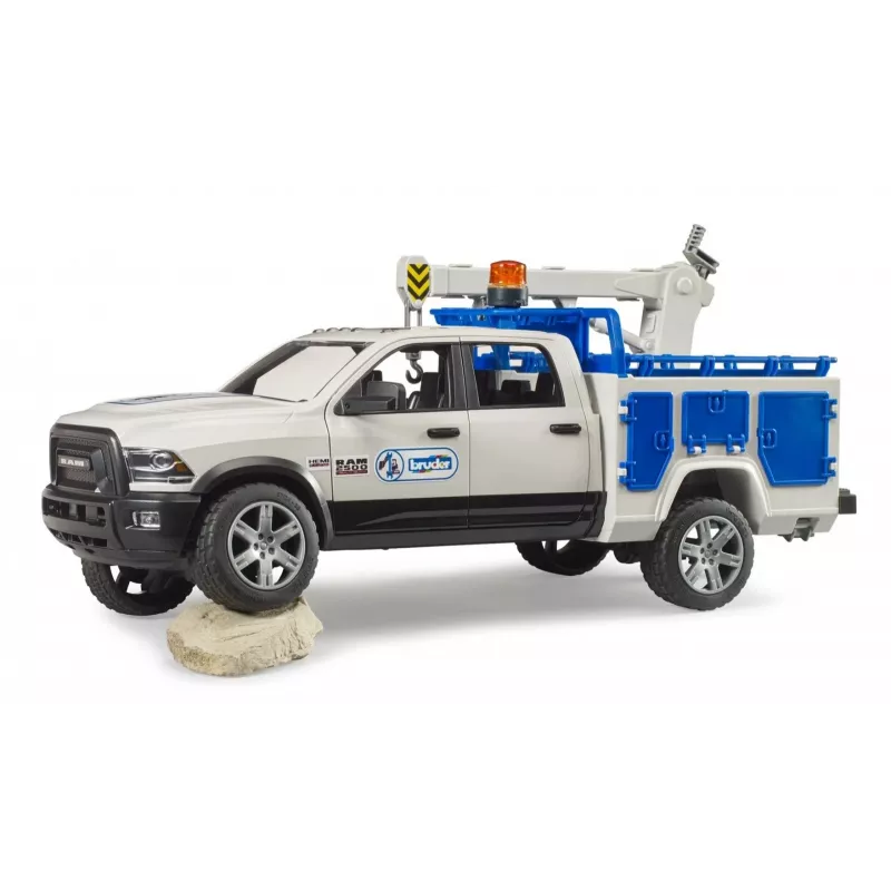 Auto Dodge RAM 2500 Service s otočným svetlom a žeriavom BRUDER 02509