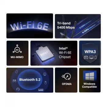 Mercusys AXE5400 Wi-Fi 6E Bluetooth 5.2 PCIe adaptér