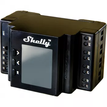 DIN-lištový reléový modul Shelly 4-kanál Pro 4PM Wi‑Fi, 4 kanály, AC 110–240 V, meranie výkonu a energie, DIN montáž