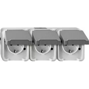 Zásuvka merten MEG2391-8029 CEE 7/3, podporuje CEE 7/4, IP44, 250 V, 16 A, sivá, 223×83×57 mm