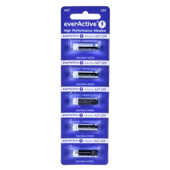 Sada nabíjateľných batérií everActive 27A5BL, alkalická 12 V, valcová, 5 kusov, 27,3 × 7,62 mm