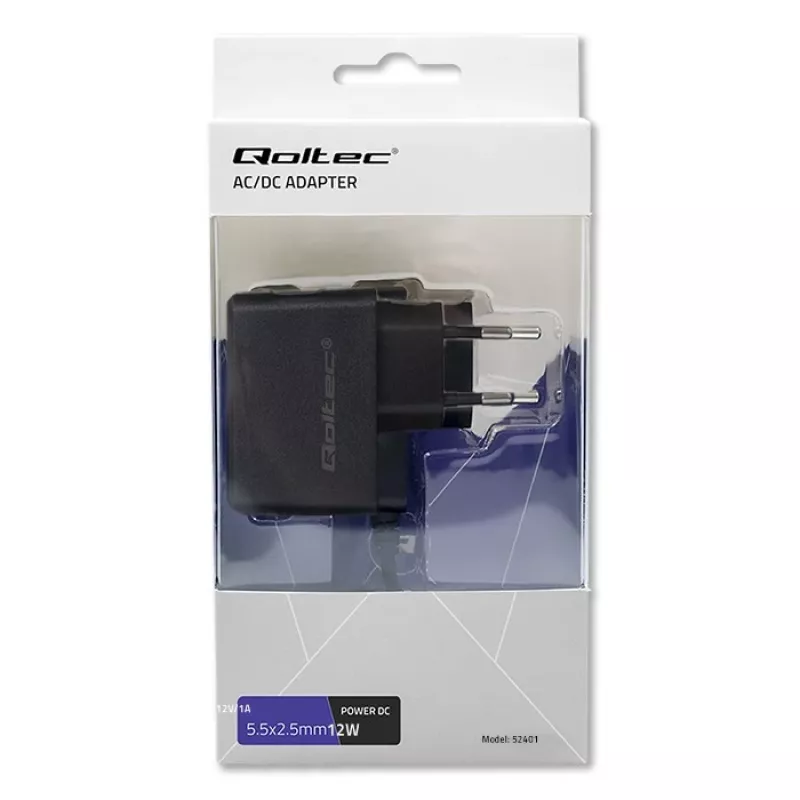 Napájací zdroj Qoltec 52401 12 W interiérový čierny pre POS tlačiarne