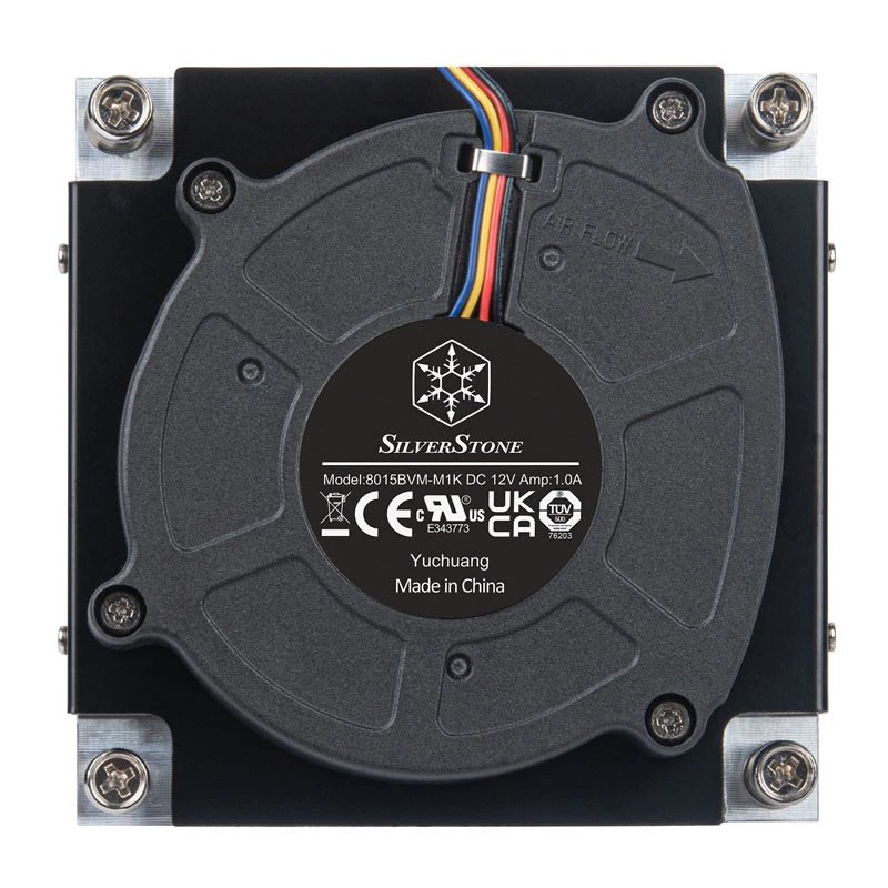 Vzduchový chladič procesora SILVERSTONE SST-XE01-1700A — 8 cm ventilátor, 1000–5500 ot/min, dvojité guľôčkové ložisko, čierny