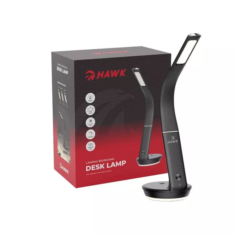 Stolná lampa Hawk HW-LAMP02 čierna — stmievateľná, nastaviteľné rameno