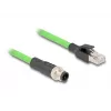 Sieťový kábel DeLOCK M12 kábel D-kódovaný 4-polový konektor samec na RJ45 konektor samec PUR (TPU) 5 m