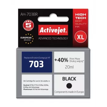 Atramentová kazeta ActiveJet AH-703BR kompatibilná s HP 703 CD887AE, čierna, High (XL) 20 ml, pigmentová