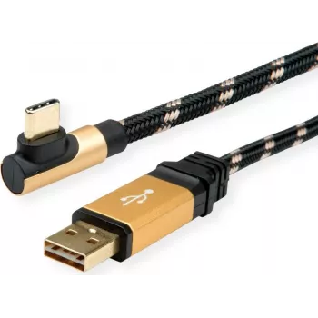 ROLINE 11.02.9061 USB kábel 1,8 m USB 2.0 USB A USB C čierny - zlatý (11.02.9061)