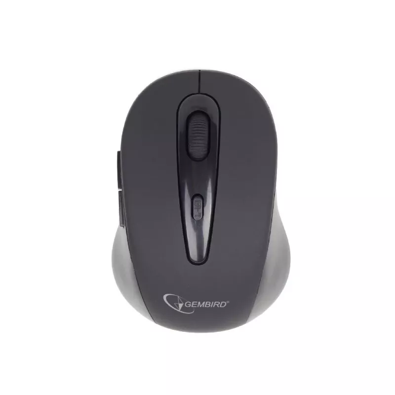 Bezdrôtová optická Bluetooth myš GEMBIRD MUSWB2 — pre pravákov, 1600 DPI, 6 tlačidiel, čierna/sivá, batérie AAA