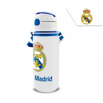 Detská hliníková športová fľaša s náustkom KIDS 600 ml – dizajn Real Madrid