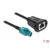 Koaxiálny kábel DELOCK 90700 – 1 m, HSD Z na RJ-45, čierny/modrý