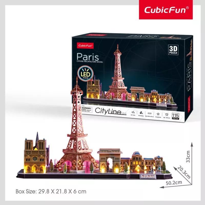 3D puzzle CubicFun City Line Paris LED 115 dielov