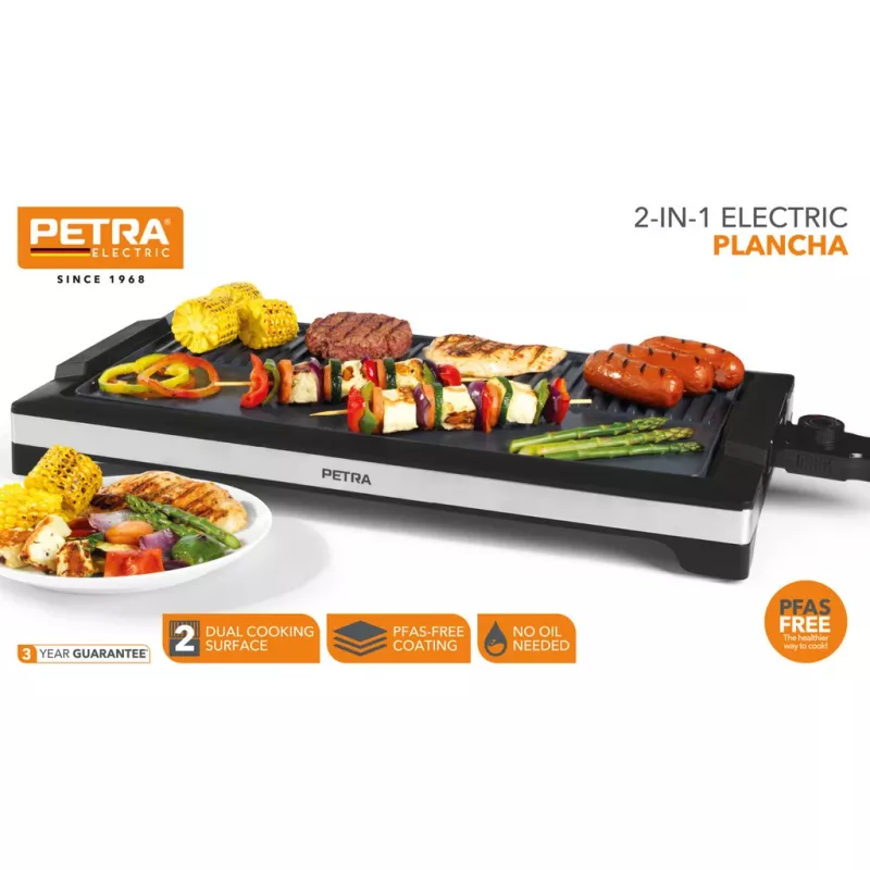 Elektrická pancha Petra PT6244VDE 2-in-1 s nepriľnavým povrchom a nastaviteľnou reguláciou teploty