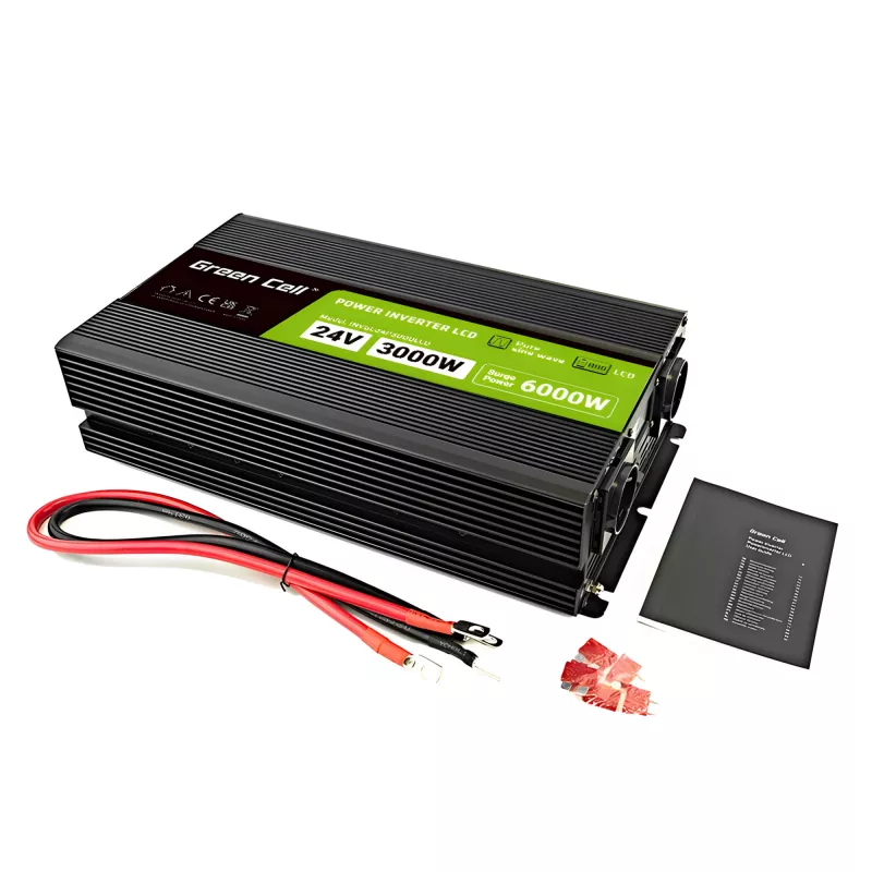 Auto menič Green Cell INVGC24P3000LCD 24V 3000W Čistý sínus, 230V 50Hz, LCD, Typ F