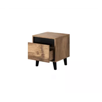 Nočný stolík cama meble NORD, sada 2 ks, 40×38×45 cm, dub Wotan/antracit, 1 zásuvka, rám 16 mm