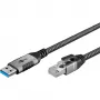 Wentronic goobay - sieťový kábel - USB Type-A (M) na RJ-45 (M) - 1,0 m - 6 mm - FTP - CAT 6 - USB 3.0 - pletený kábel - čierny, strieborný (70299)