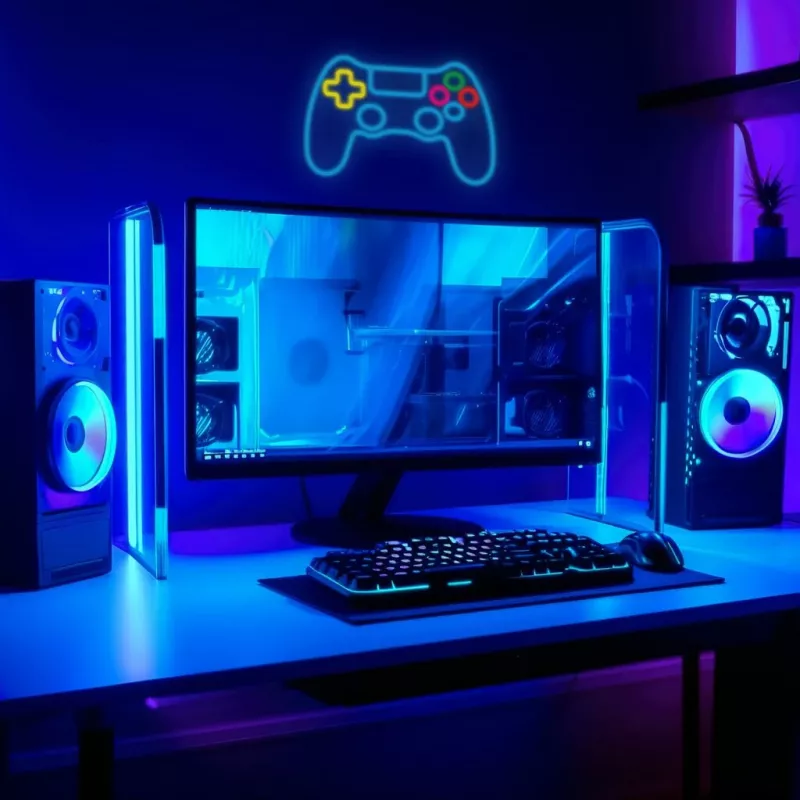 Drôtový USB gamepad MANTA SNL63MT Neon Lights — PC ovládač s USB konektorom